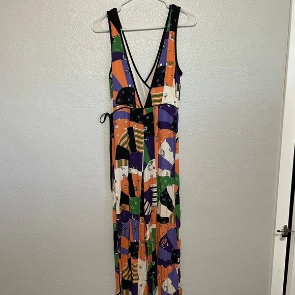 Urban Outfitters Patchwork Multimedia Jumpsuit Orange Green Black​​​​ - Picture 7 of 7